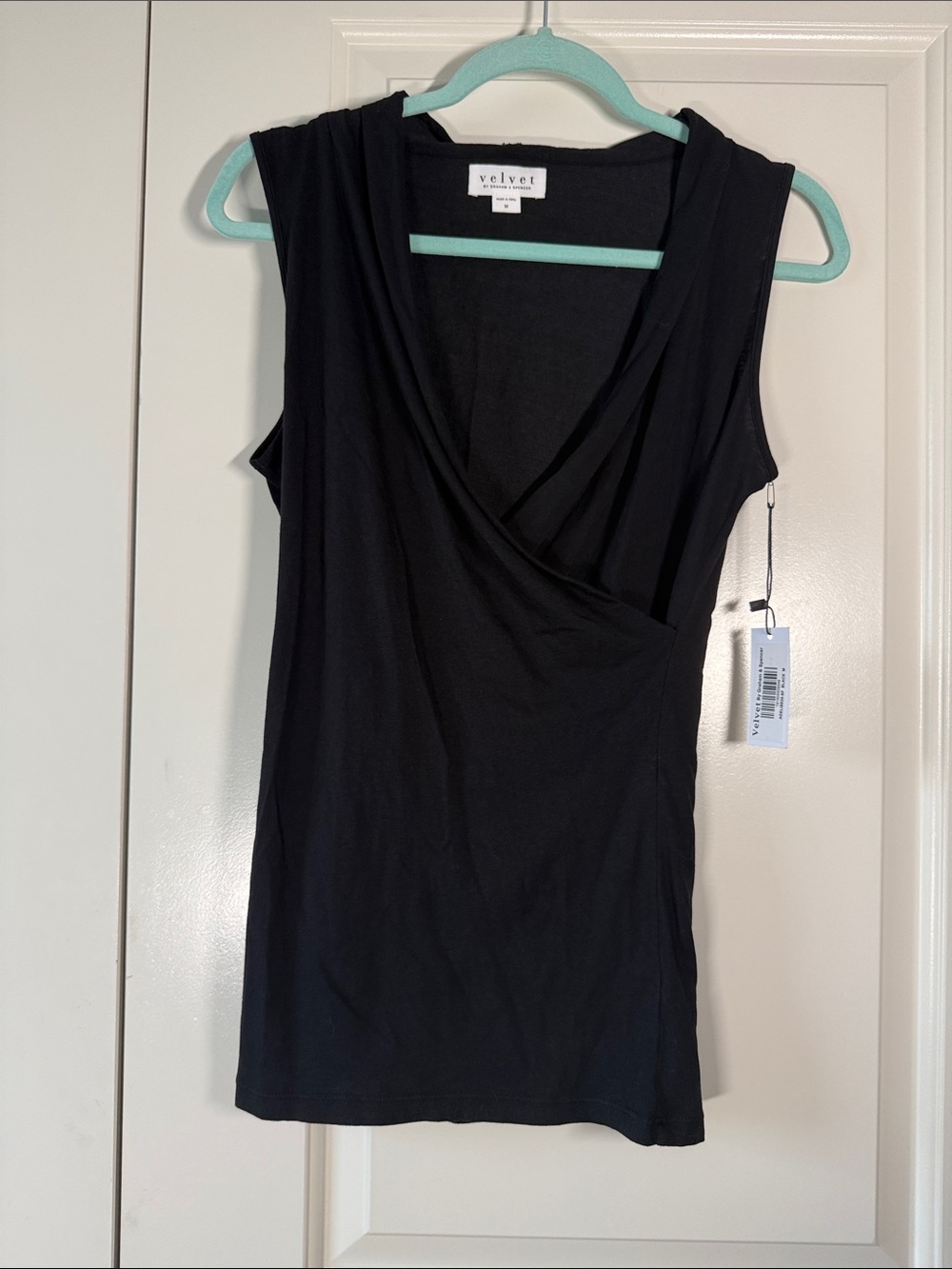 Velvet by Graham & Spencer Black Draped Wrap-Style Camisole